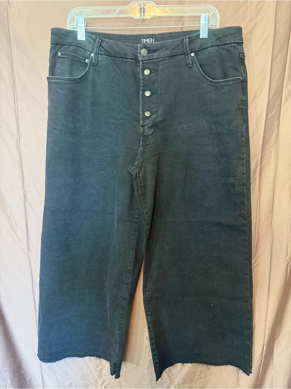 Time and Tru Black Wide-Leg Button-Fly Jeans